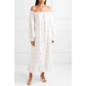 Sleeper White Off-Shoulder Midi Dress